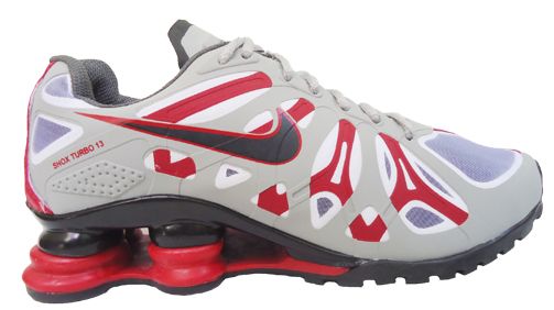 Tênis Nike Shox Turbo 13 Cinza Preto e Vermelho